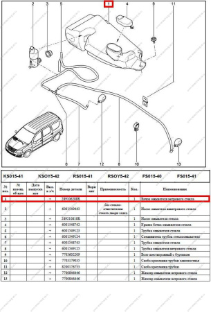 Бачок омывателя LADA Largus/Лада Ларгус ветрового стекла Lada LADA 289106288R