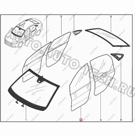 Стекло LADA Vesta опускное передней двери левое тонирован. (Tinted) Lada LADA 8450007715