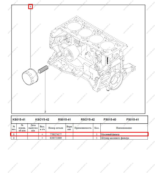 Фильтр масляный RENAULT Logan/Рено Логан/Logan 2014- все бенз. до 2л кроме D7F Francecar FRANCECAR FCR210134