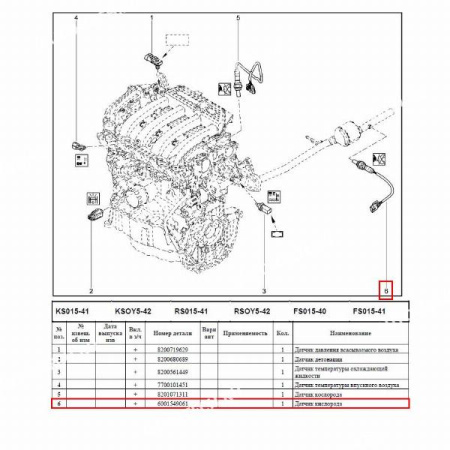 Датчик кислорода 2 LADA Largus/Лада Ларгус двигат K4M/ K7M за катализ Renault RENAULT 6001549061