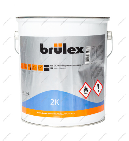 Грунт Порозаполнитель 2K-HS 4+1 серый 4л BRULEX BRULEX 000