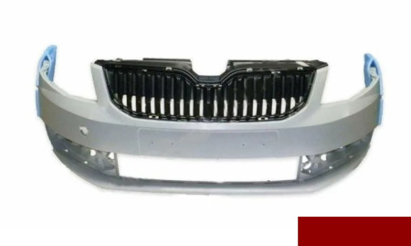 Бампер передний крашеный SKODA OCTAVIA A7 (с отв. под омыв.) (8151 - CORRIDA RED) TYG TYG 5EU807217-8151