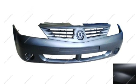 Бампер передний без птф RENAULT Logan/Рено Логан крашеный KNA Gris comete Темная комета фаза 1 до 2010- ЛЮКС/Полноокраш. Кампласт  6001549907-KNA-ЛЮКС