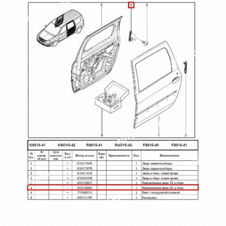 Направляющая LADA Largus стекла задняя задней правой двери Renault RENAULT 6001548846