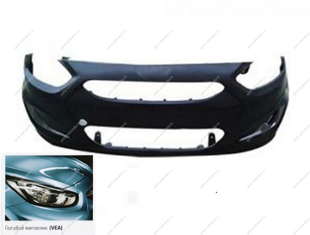 Бампер передний Hyundai Solaris крашеный Голубой металлик VEA 2010-2014 Gamma  865111R000-VEA