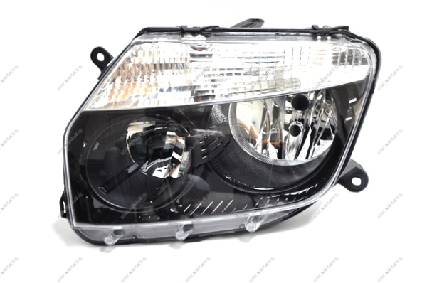 Фара RENAULT Duster левая 4X4 черная под корректор DEPO  551-1186L-LD-EM2