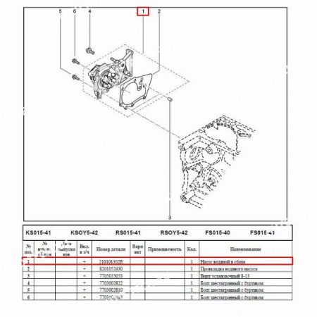 Насос водяной RENAULT Logan/Рено Логан для двигат. 8 кл/ K7M Renault RENAULT 210105707R