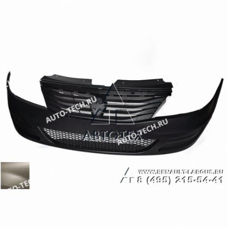 Бампер передний без птф с решетками RENAULT Logan после 2010- крашеный KNM Gris basalte Светлый базальт фаза 2 Api Api 620223580R-KNM