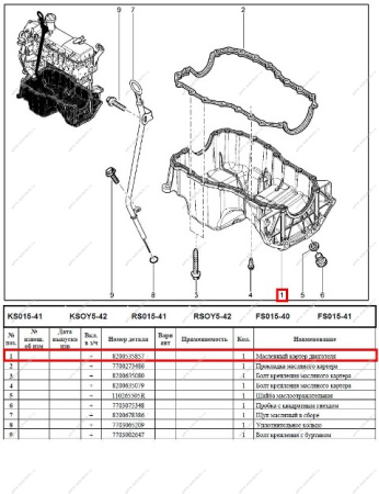 Масляный картер LADA Largus/Лада Ларгус двигателя 8 кл. Renault RENAULT 8200535857