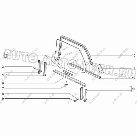 Стекло опускное задней двери ВАЗ-2110 правое КМК KMK GLass 21100-6203210-03