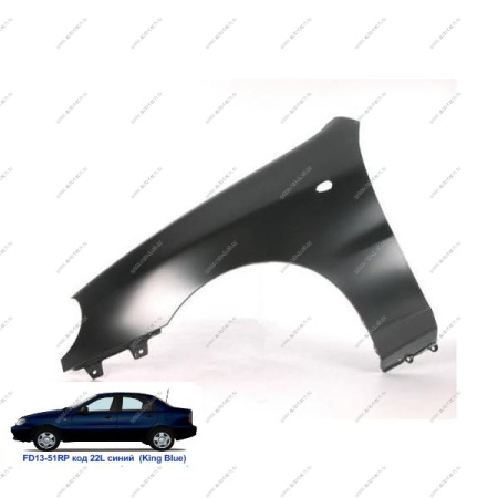 Крыло переднее левое Chevrolet Lanos крашеное King blue Cиний FD13-51RP с отв п/повт. API Api 96221072-FD13-51RP