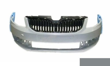 Бампер передний крашеный SKODA OCTAVIA A7 (с отв. под омыв.) (9156 - BRILLIANT SILVER) TYG TYG 5EU807217-9156