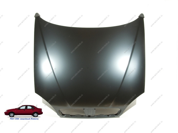 Капот Chevrolet Lanos крашеный Rubens Вишневый FE87-3594 (с отв. под эмблему) Api Api DW1601A-FE87-3594