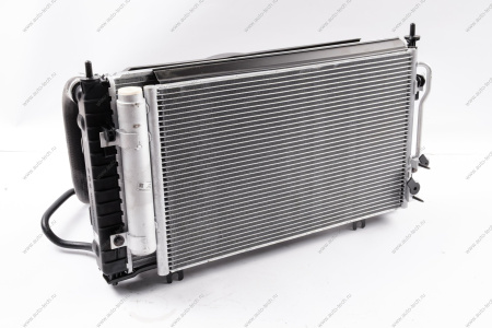 Радиатор охлаждения ВАЗ-2190 2015- + рад.конд. с 1 эл. вент.и патр. МКПП н/о в сборе Lada LADA 8450110797