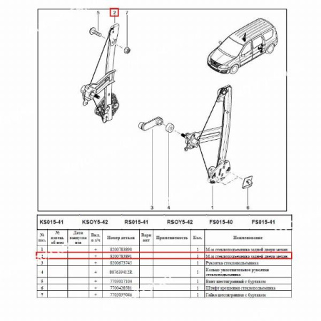 Стеклоподъемник LADA Largus/Лада Ларгус задней правой двери (механ) Lada LADA 827202401R