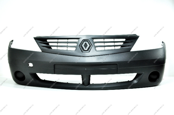 Бампер передний RENAULT Logan до 2010 г под окраску, под птф с верхней решеткой 6001551338 API Api RN0100000-1000