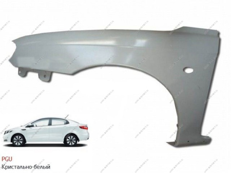 Крыло переднее левое с отв п/повтр KIA Spectra крашеное Белый PGU c 02- Api  KI1702BL-PGU