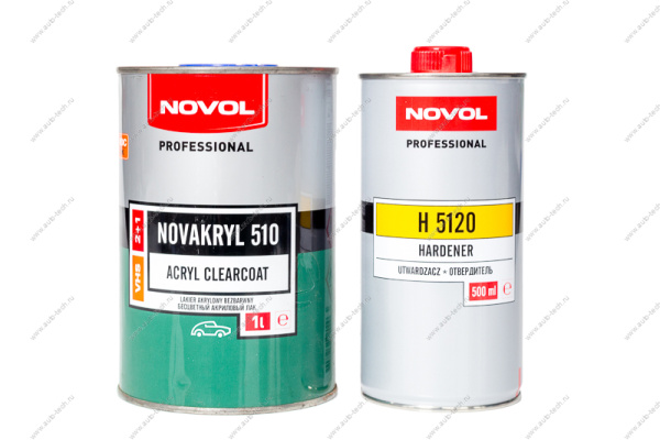 Novol Лак 2+1 VHS "Novakryl" 510 бесцветный акриловый (1л+0,5л отв.H5120) Novol 38031