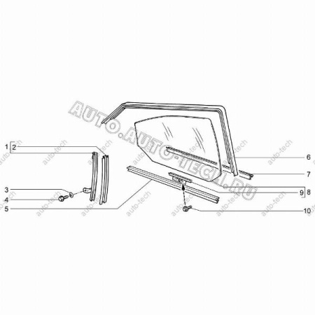 Стекло опускное передней двери ВАЗ-2110 правое КМК KMK GLass 21100-6103210-03