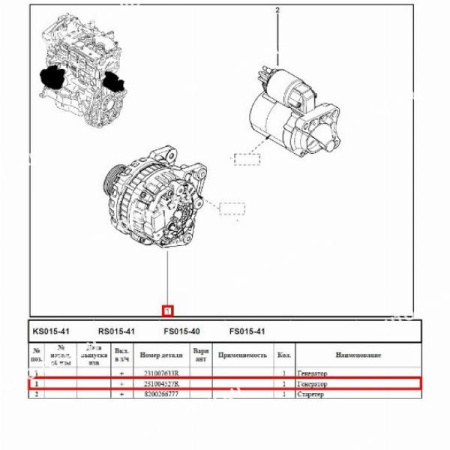 Генератор LADA Largus/Лада Ларгус 8 кл Renault RENAULT 231004527R