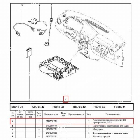 Радиоприемник и проигрыватель компакт-дисков LADA Largus/Лада Ларгус Румыния Оригинал  281155052R