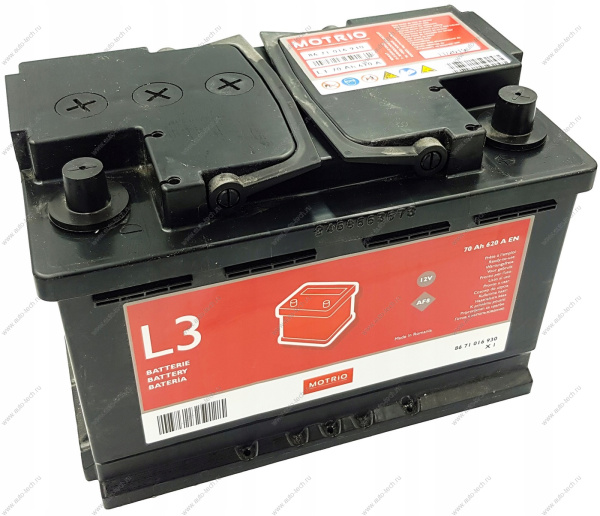 Аккумулятор L3 RENAULT Standart 70 Ah/620А 278x175x190 обратная Motrio MOTRIO 8671016930
