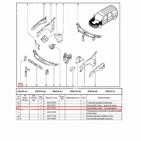 Стойка рамки радиатора LADA Largus/Лада Ларгус правая Renault RENAULT 6001551473