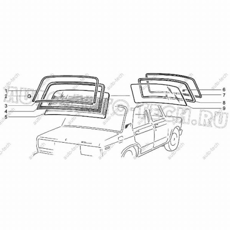 Стекло заднее ВАЗ-2101-2107 с эл/об КМК KMK GLass 21060-5207010-01