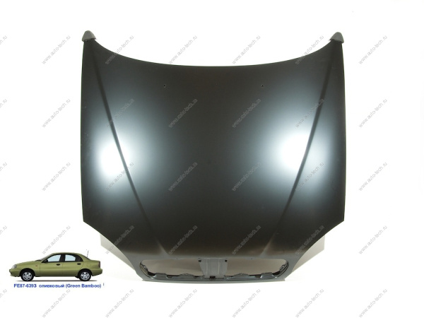 Капот Chevrolet Lanos крашеный Green bamboo Оливковый FE87-6393 (с отв. под эмблему) Api Api DW1601A-FE87-6393