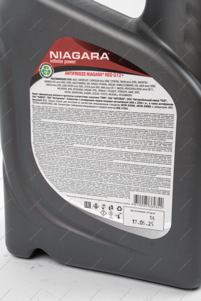Жидкость охлаждающая Антифриз Ниагара G12+ (карбоксилатный)(красный) 5 кг Niagara 001001001011