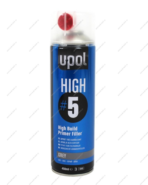 Грунт Аэрозольный толстослойный темно-серый H5 450мл U-POL HIGHDG-AL U-pol HIGHDG-AL