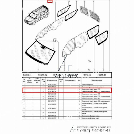 Стекло двери переднее правоеTinted (тонирован) LADA Largus (AGC) Lada LADA 4027795